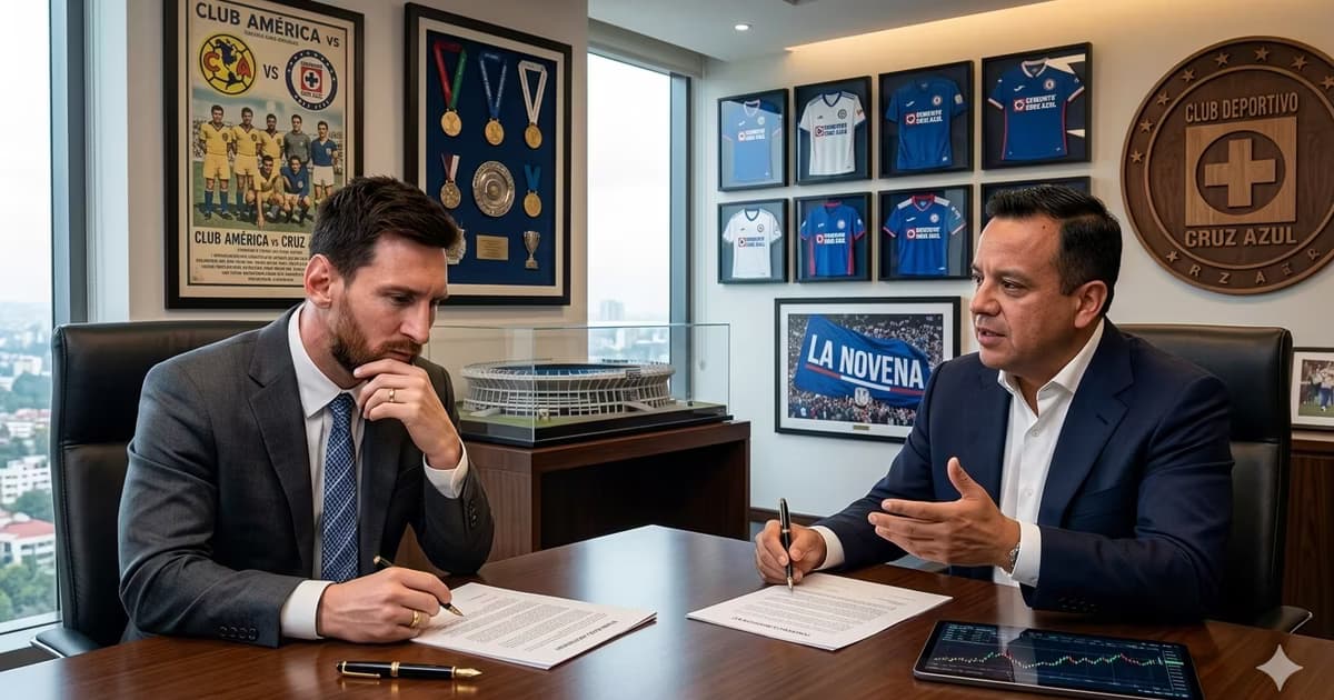Ilustración digital de Lionel Messi con Víctor Velázquez
