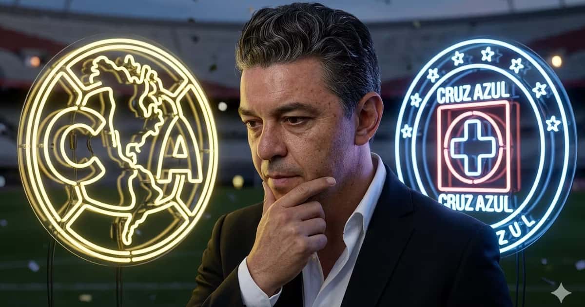Ilustración de Marcelo Gallardo con los clubes mexicanos
