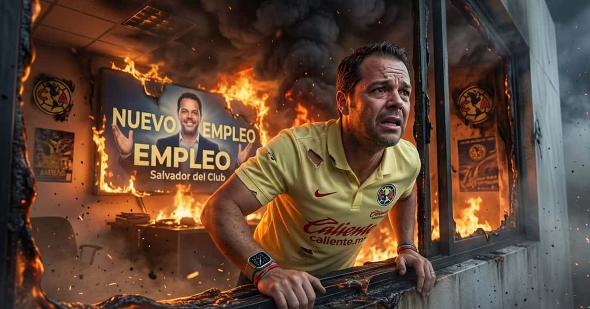 Ilustración digital de Santiago Baños preocupado porque se incendia las oficinas del Club América