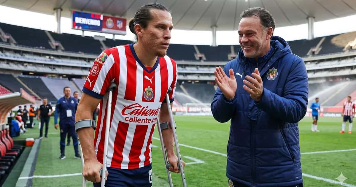 Ilustración digital de Fernando González y Gabriel Milito en Chivas