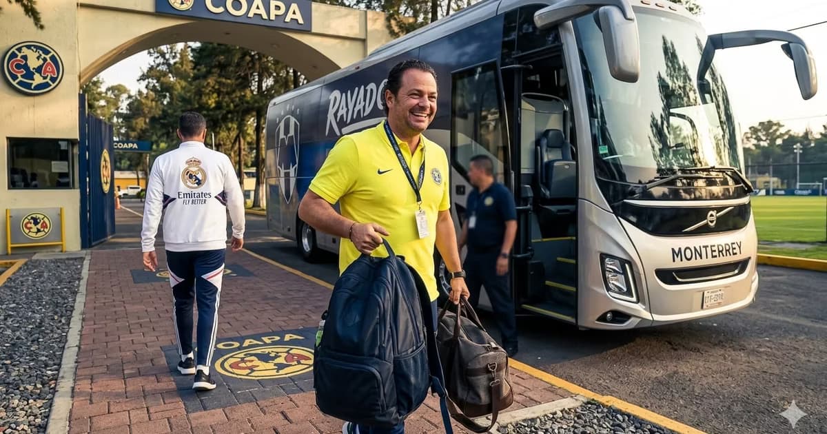 Ilustración digital de Santiago Baños saliendo del Club América