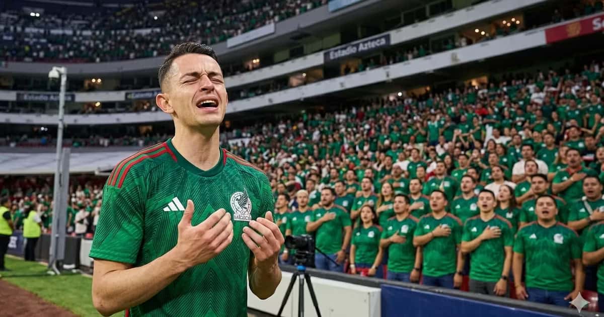 Álvaro Fidalgo se mostro emotivo en el canto del himno de México