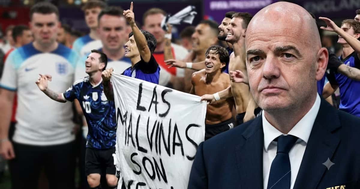 Argentina sacó una pancarta con tintes políticos tras vencer a Inglaterra
