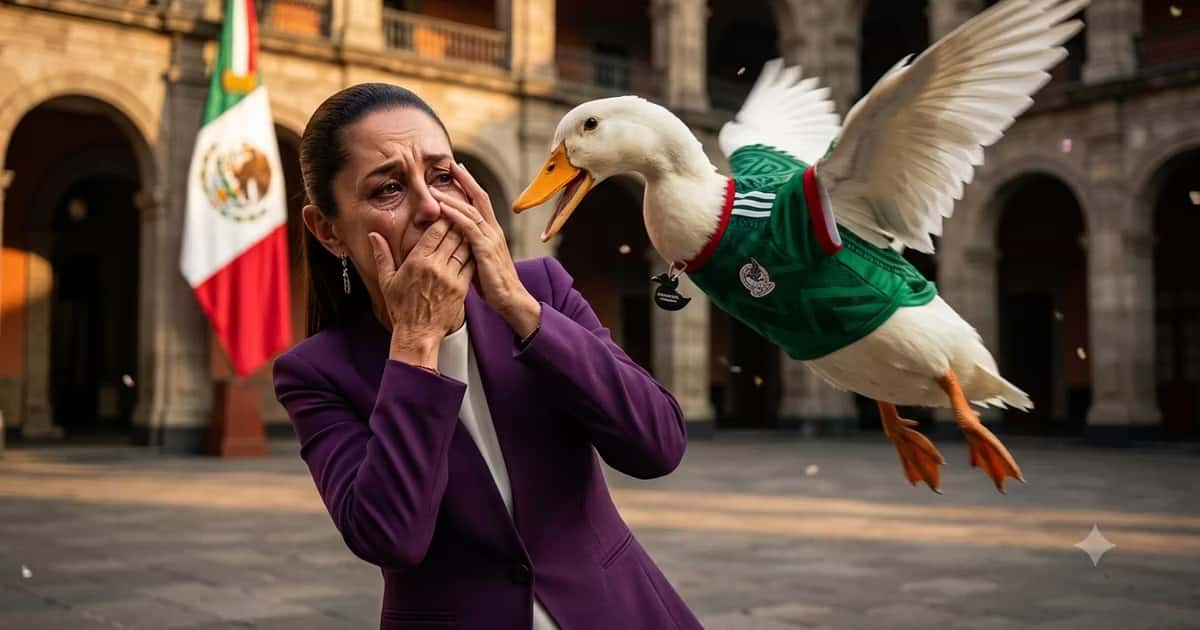 Claudia Sheinbaum casi es mordida por el pato Merlín