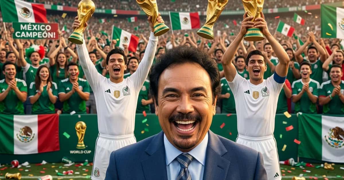 Ilustración digital de Hugo Sánchez festejando un título de la selección mexicana