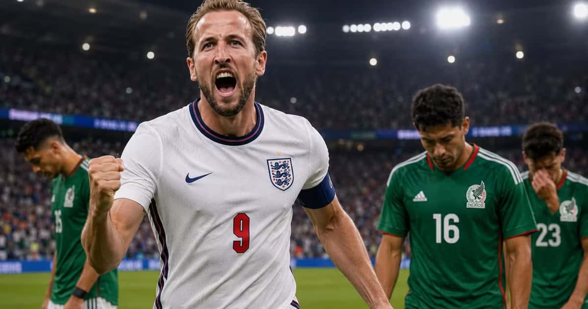 Harry Kane terminó casi afónico tras los festejos ingleses en el Azteca y explicó que Inglaterra tuvo que luchar para encontrar el camino ante México.