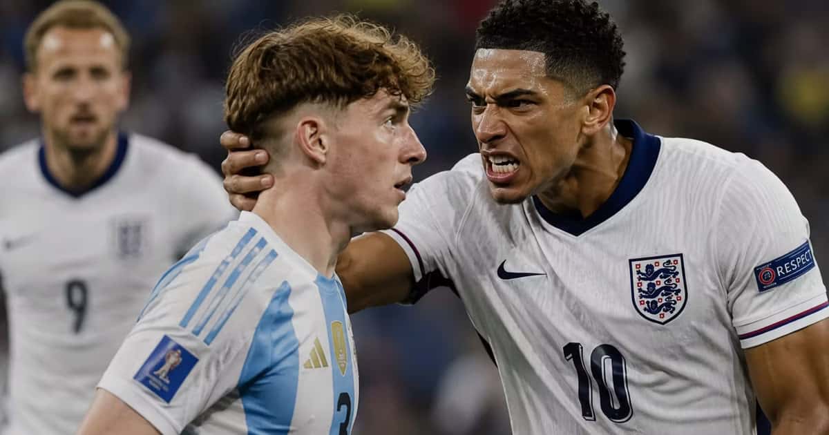 Jude Bellingham golpeó la parte trasera de la cabeza de Colo Barco durante los festejos de Argentina.