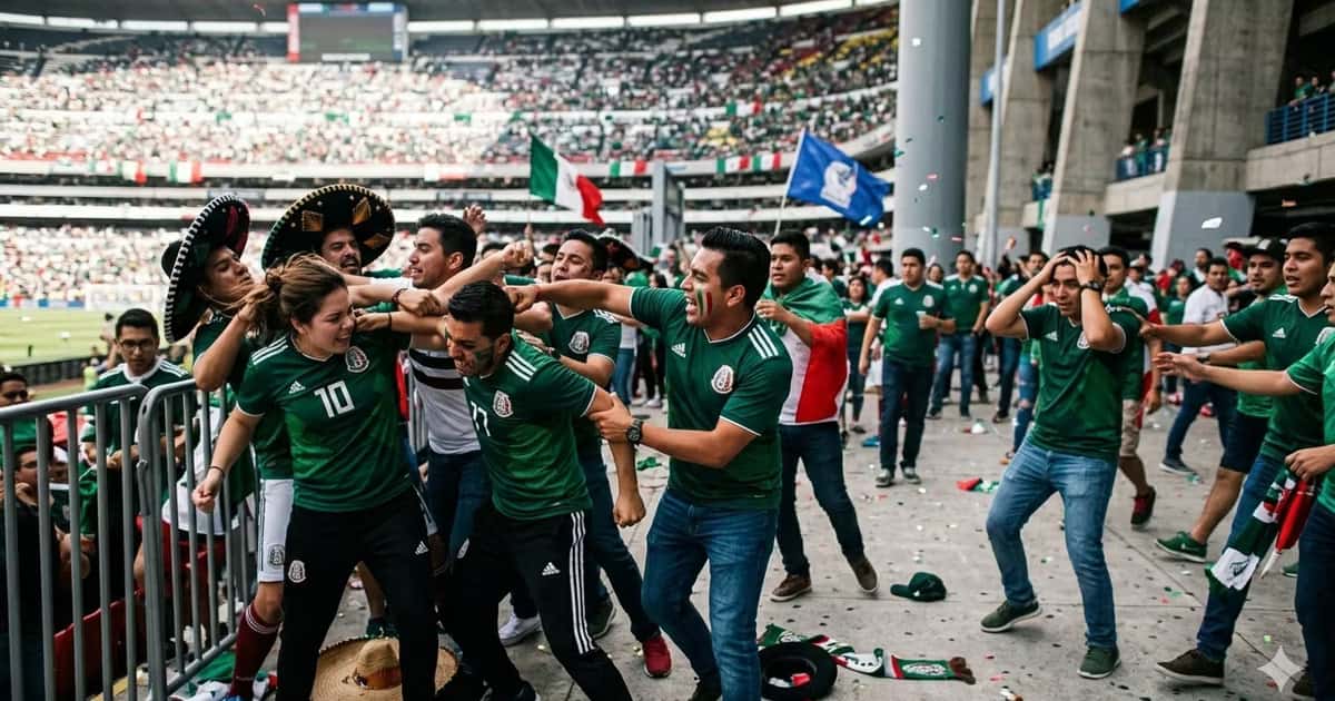 Pelea entre aficionados mexicanos