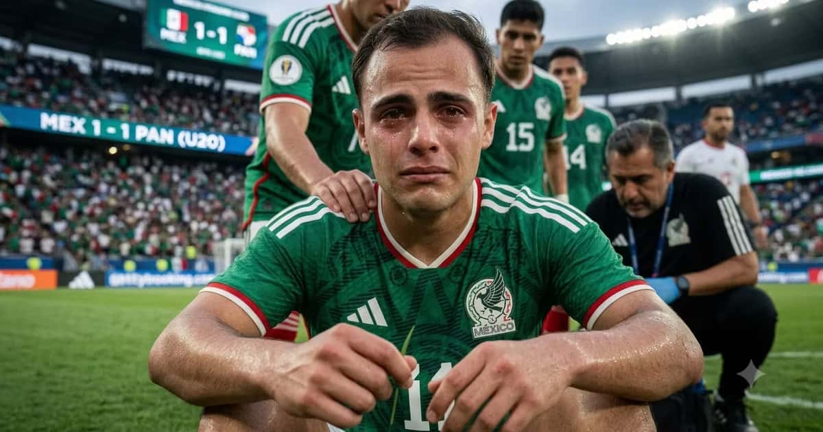 Hugo Camberos lesionado en el campo de juego con lágrimas en los ojos