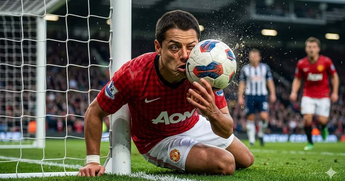 Ilustración digital del gol con la cara de Chicharito Hernández