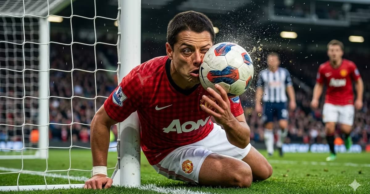 Ilustración digital del gol con la cara de Chicharito Hernández