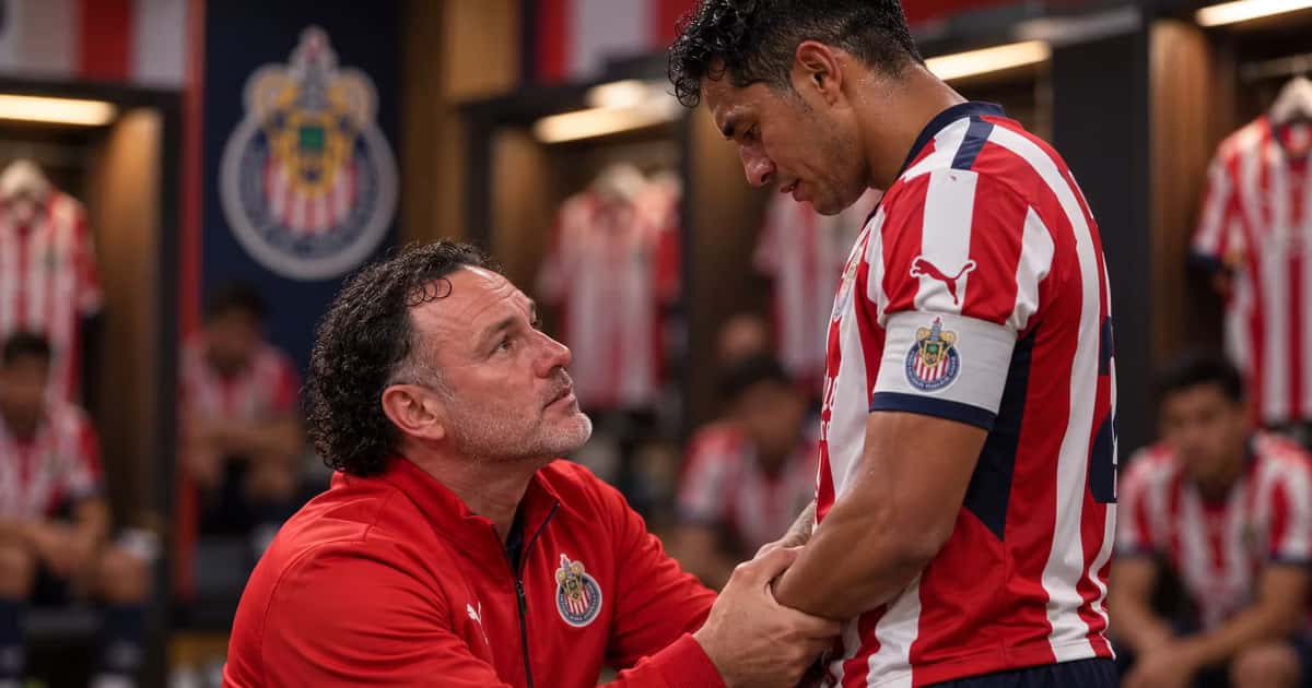 Gabriel Milito y Luis Romo en el vestuario de Chivas