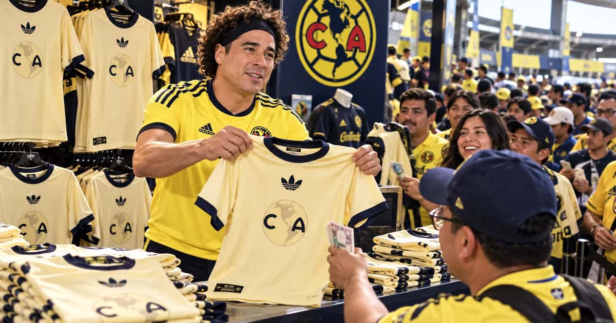 Guillermo Ochoa vendiendo camisetas