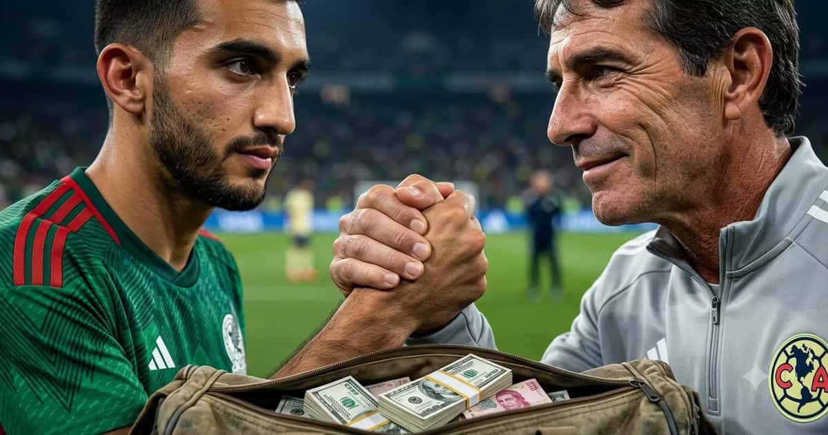 Luis Chévez junto a Guillermo almada con dinero sobre la mesa