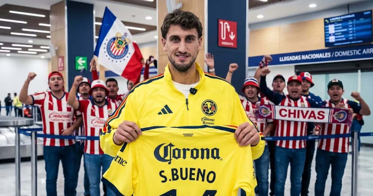 Santiago Bueno llegó a México entre gritos de "Arriba las Chivas" y así reaccionó el nuevo defensa de América