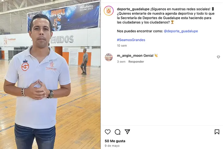 Severo Meza como Secretario de Cultura Física y Deporte de Guadalupe / FOTO INSTAGRAM