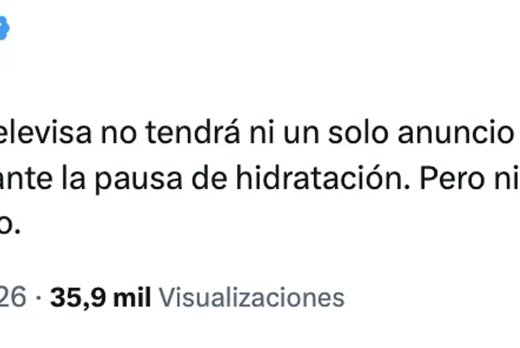 Sólo habrá anuncios dentro de los partidos en la pausa de la hidratación