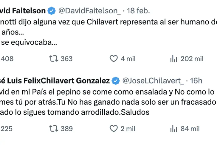 La polémica respuesta de Chilavert a David Faitelson en X