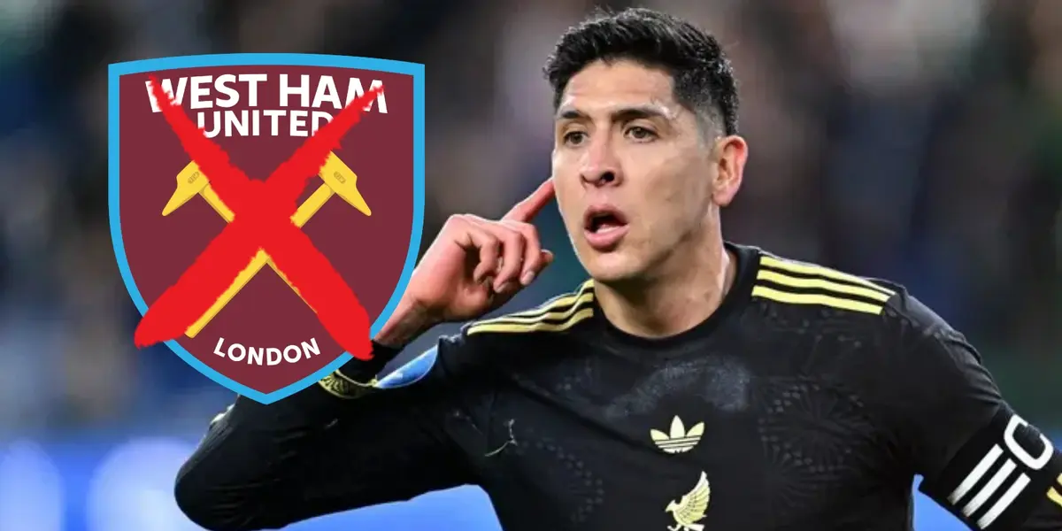 Edson Álvarez junto al escudo del West Ham / FOTO EXCÉLSIOR