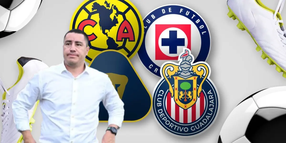 Efraín Juárez junto al escudos de los Cuatro Grandes / FOTO RÉCORD