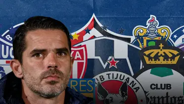 Fernando Gago junto a escudos de equipos de la Liga MX / FOTO GETTY IMAGES