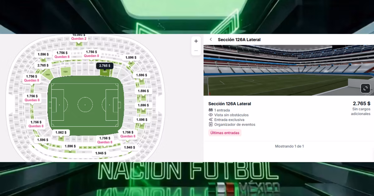 Captura de pantalla de página de reventa de boletos para América vs Chivas