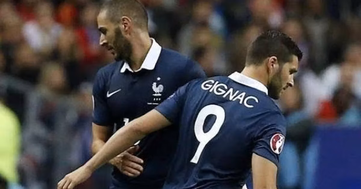 Karim Benzema y André-Pierre Gignac con Francia